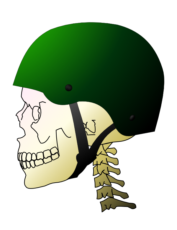 Exempel på hjälm som täcker bakhuvudet